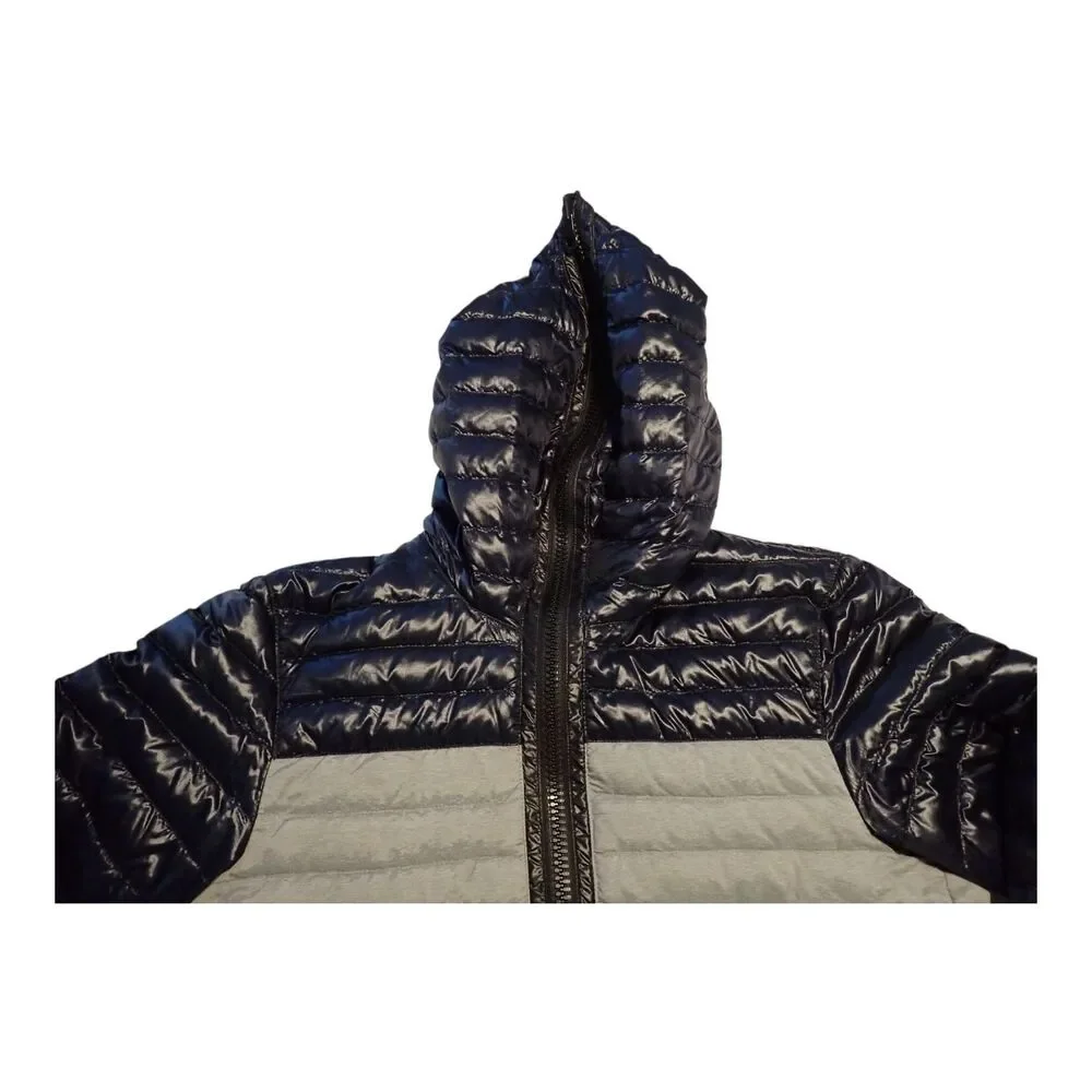 Duvetica Jacket Mens 46 Small Two Tone Gray Navy Down Puffer Hooded Packable